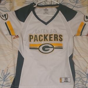 Majestic Green Bay Packers White Jersey with Yellow and Green Accents